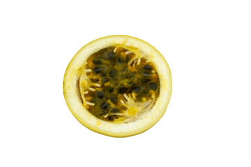 Maracuya vs Passion Fruit original food isolated white background