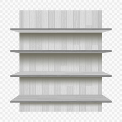 Vector empty wooden shelf isolated on checkered background