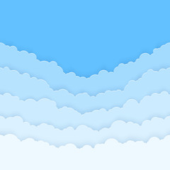 Abstract horizontal seamless paper clouds. Clouds gradient on blue background. Vector illustration