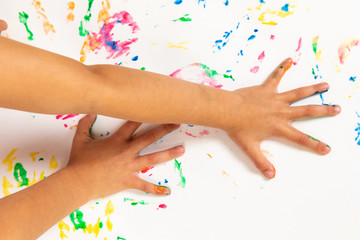 Obraz na płótnie Canvas colorful painted hands