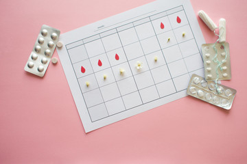 Ovulation cycle, concept. Calendar for a month, marker of ovulation and the menstrual cycle