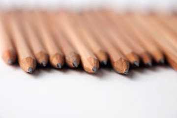 pencils on white background