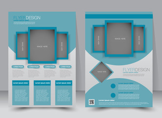 Flyer template. Business brochure. Editable A4 poster for design, education, presentation, website, magazine cover. Blue color.