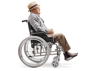 Elderly man sitting in a wheelchair