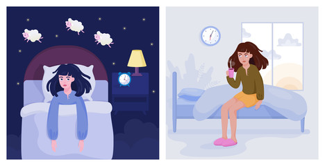 Woman suffering from the insomnia. Girl with no sleep