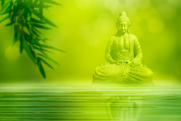buddha, bambus, wasser