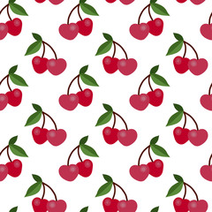 Hand drawn cherry vector seamless pattern