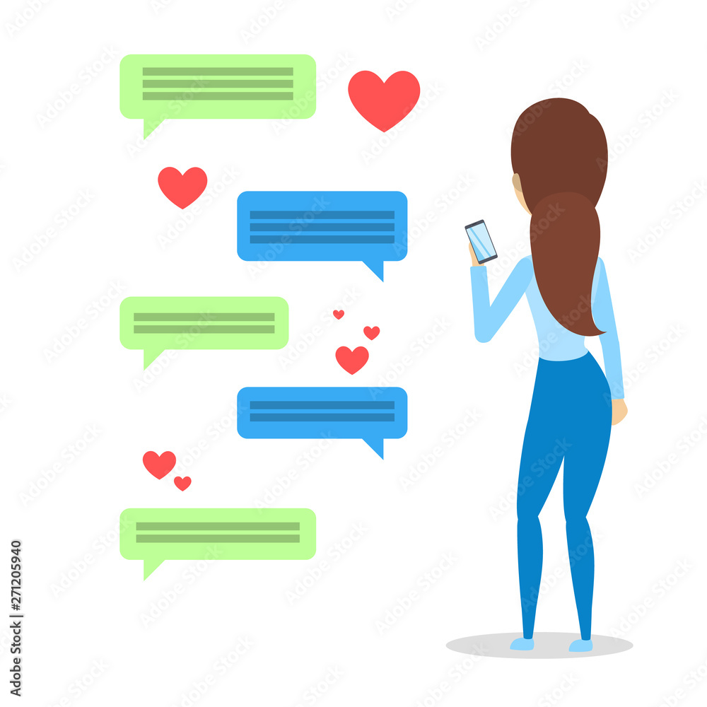 Wall mural Virtual relationship and love dialog. Communication between people