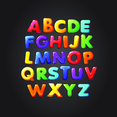 Colorful jelly alphabets for kids. Isolated vector illustration