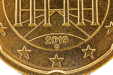 Euro coin 2019 back close up