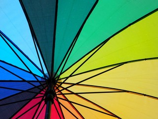 Rainbow coloured umbrella details