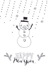 Christmas characters and characters doodles drawn in ink