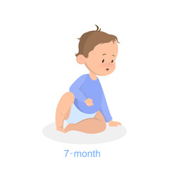 Cute little baby sitting. Seven month old child