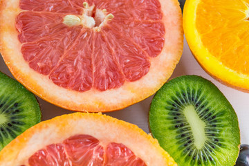 Colorful and fresh fruits on whitebackground