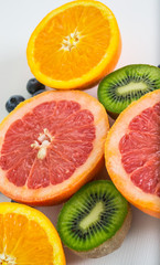 Colorful and fresh fruits on whitebackground