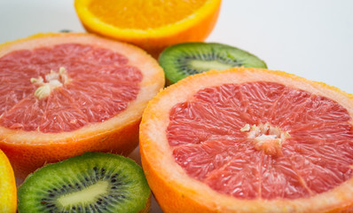 Colorful and fresh fruits on whitebackground