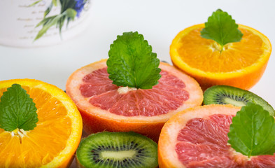 Colorful and fresh fruits on whitebackground