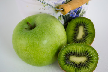 Colorful and fresh fruits on whitebackground