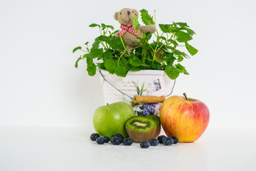 Colorful and fresh fruits on whitebackground