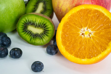 Obraz na płótnie Canvas Colorful and fresh fruits on whitebackground