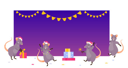Christmas rats at the empty banner