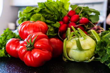 Colorful, fresh vegetables on table