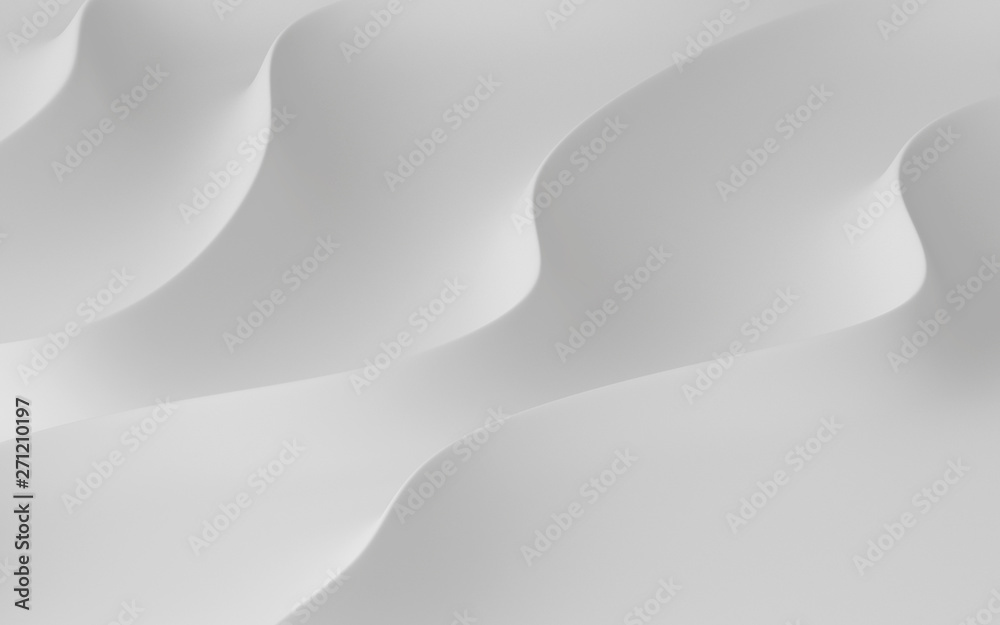 Poster Abstract of smooth shape for architectural idea, Curve line ,White background with free form, 3D rendering