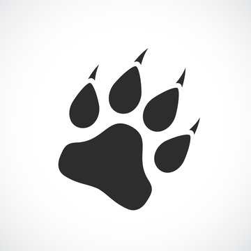 Paw silhouette vector icon