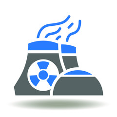 Nuclear power plant icon vector. Atomic energy production reactor logo.