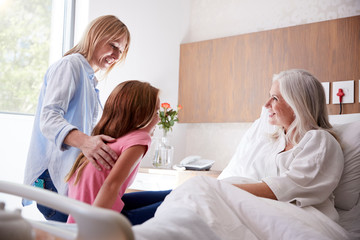 Obraz premium Granddaughter Talking With Grandmother On Family Hospital Visit