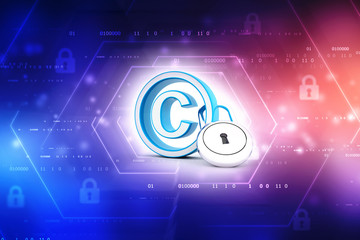 3d illustration copyright symbol in technology background, Copyright Protection concept