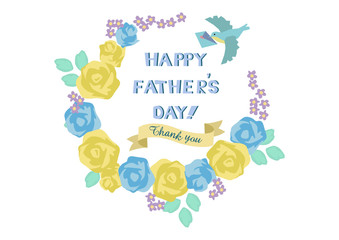 父の日のイラスト。ロゴデザイン。バラのフレーム。リース。花輪。
