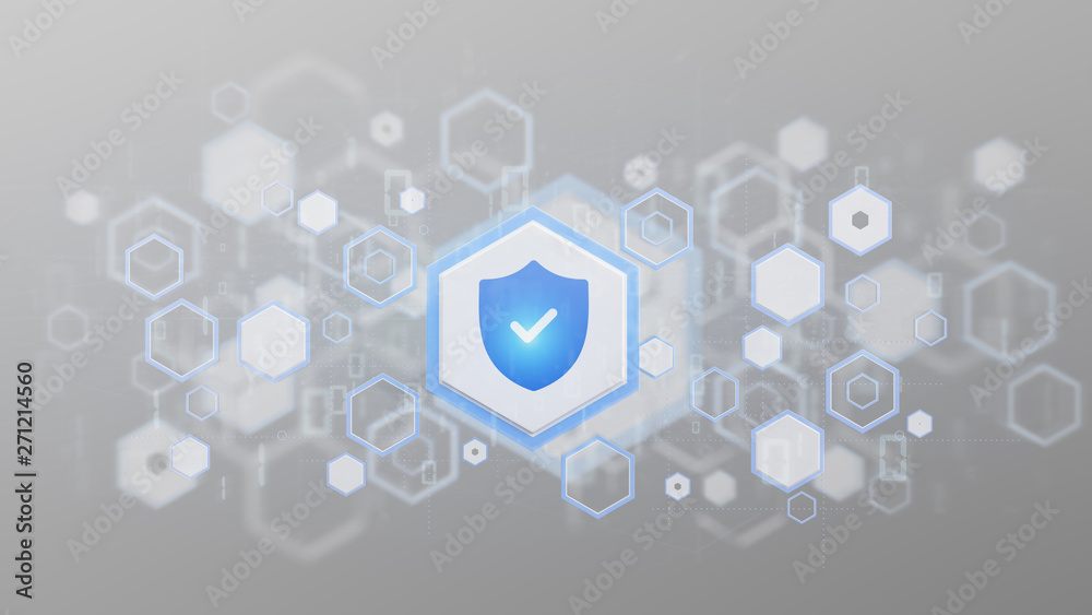 Poster shield web security concept on a background 3d rendering
