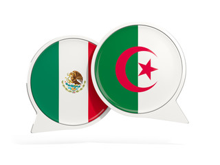 Flags of Mexico and algeria inside chat bubbles