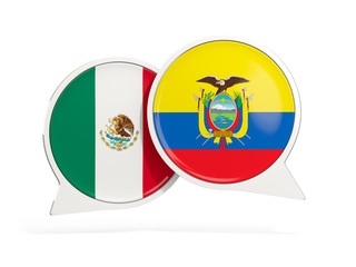 Obraz premium Flags of Mexico and ecuador inside chat bubbles