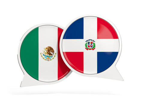 Flags of Mexico and dominican republic inside chat bubbles