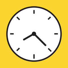 Clock icon flat time watch vector isolated on white