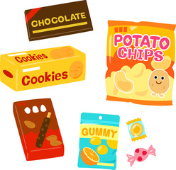 市販の菓子のイラストセット