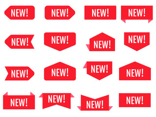 New sticker set. Red promotion labels.  