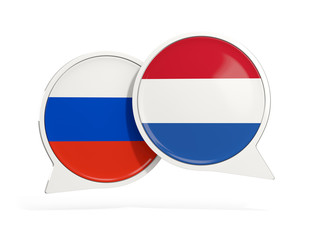 Flags of Russia and netherlands inside chat bubbles