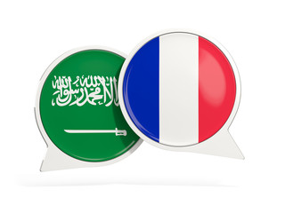 Flags of Saudi Arabia and france inside chat bubbles