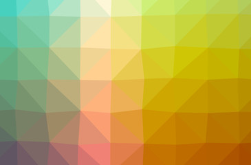 Illustration of abstract Green, Orange, Yellow horizontal low poly background. Beautiful polygon design pattern.