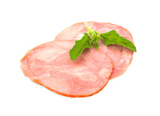 smoked ham an isolated on white background.