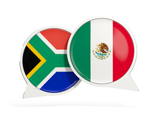 Fototapeta premium Flags of South Africa and mexico inside chat bubbles