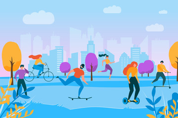 Cartoon PeopleSport in Park City Building Panorama