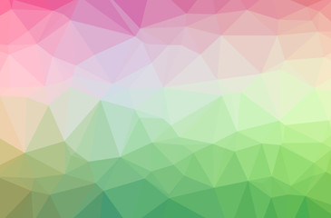 Illustration of abstract Green, Pink, Red, Yellow horizontal low poly background. Beautiful polygon design pattern.