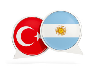 Flags of Turkey and argentina inside chat bubbles