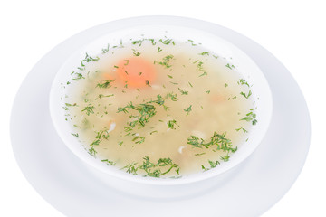 Chicken broth with pasta