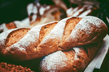 Fresh Artisan Bread in vintage color tone