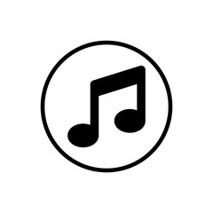 Music icon vector, Melody, song, note, sound, audio sign Isolated on white background.